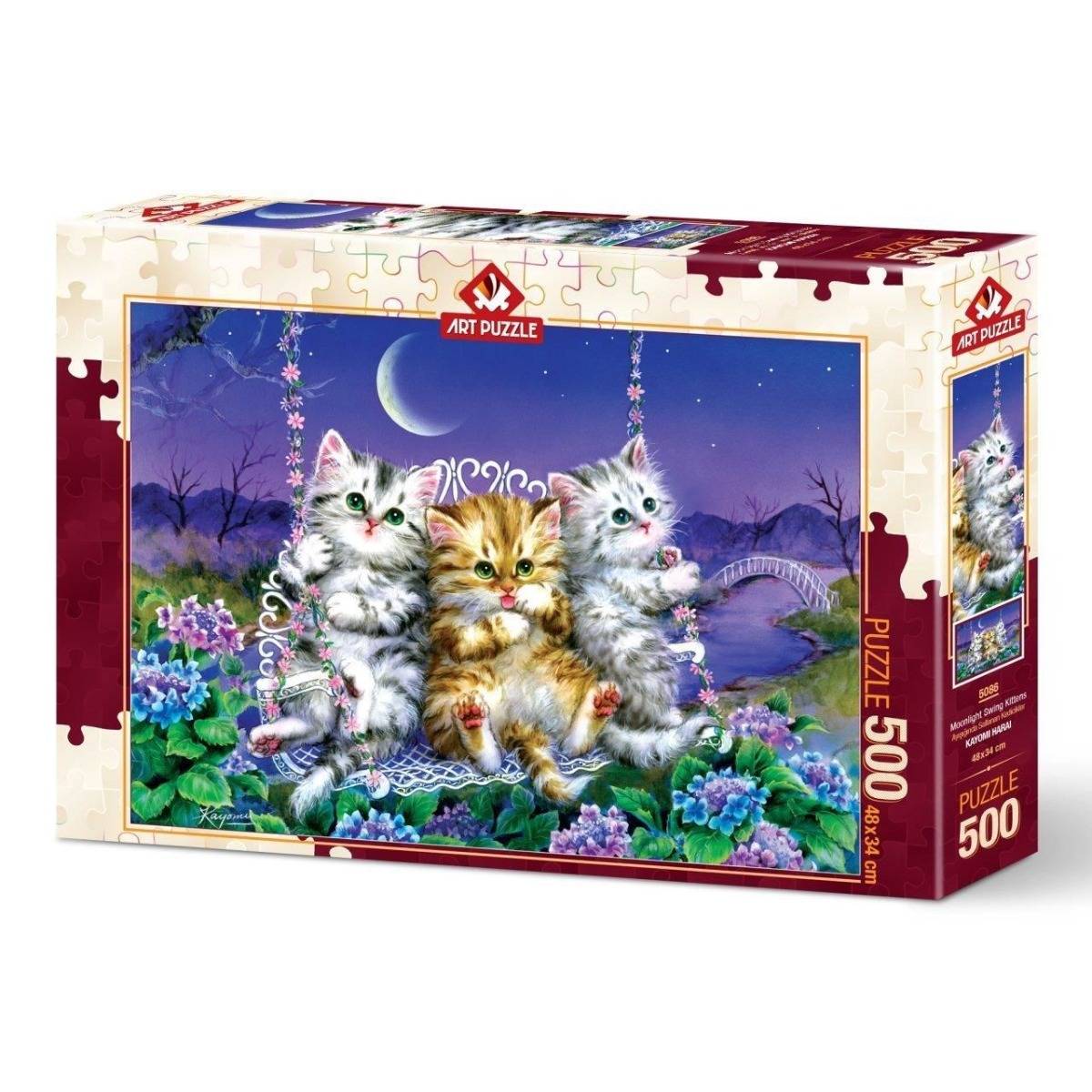 Art Puzzle Ayışığında Sallanan Kedicikler 500 Parça Puzzle