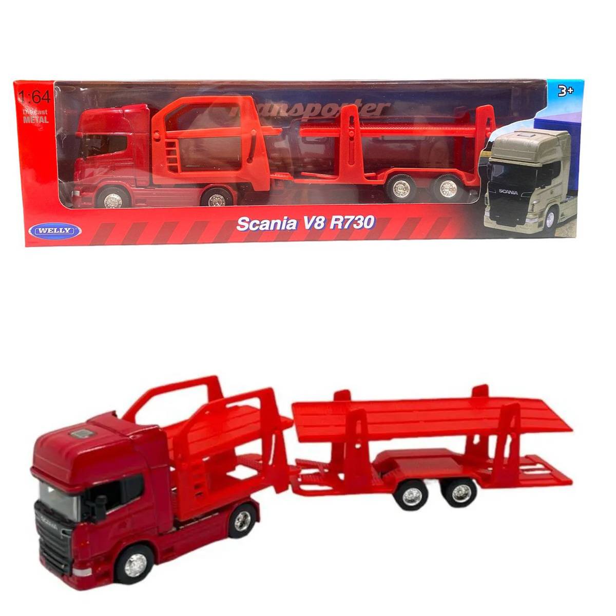 Welly 1:64 Scania V8 R730 Car Carrier