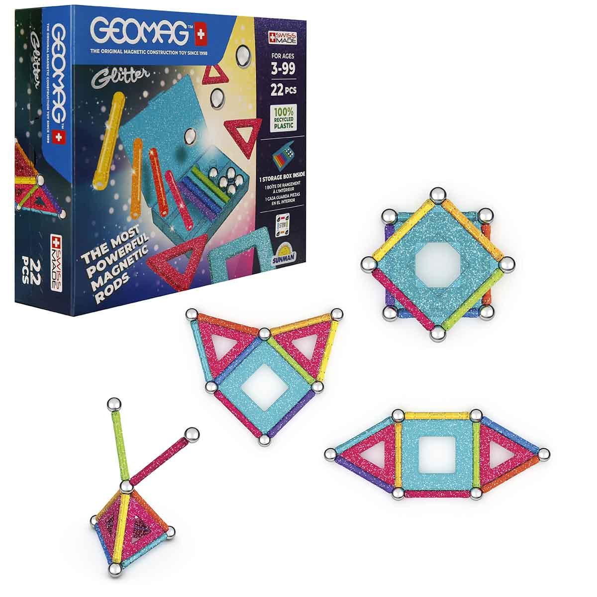 Geomag Glitter Simli Manyetik Zeka Çubukları 22 Parça