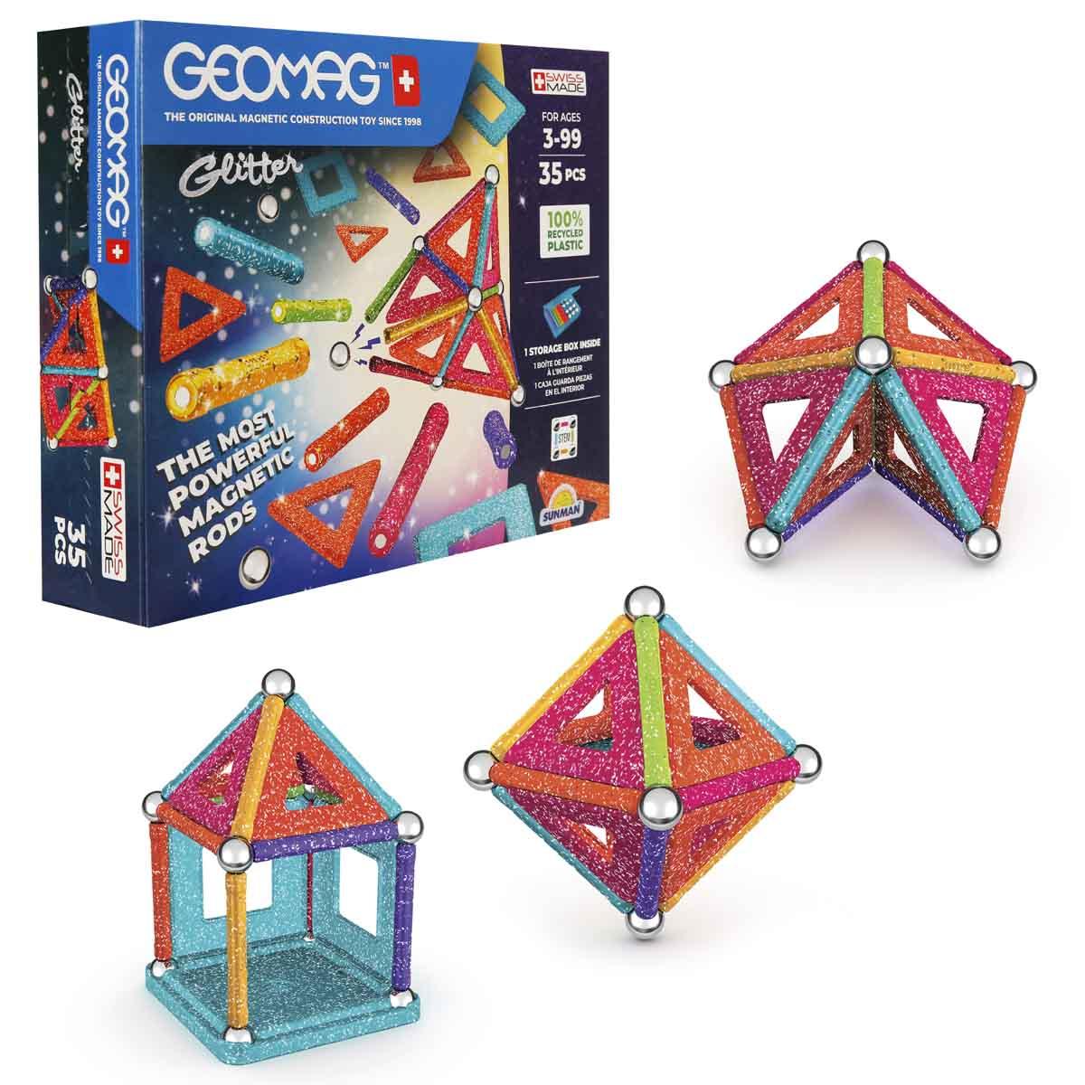 Geomag Glitter Simli Manyetik Zeka Çubukları 35 Parça