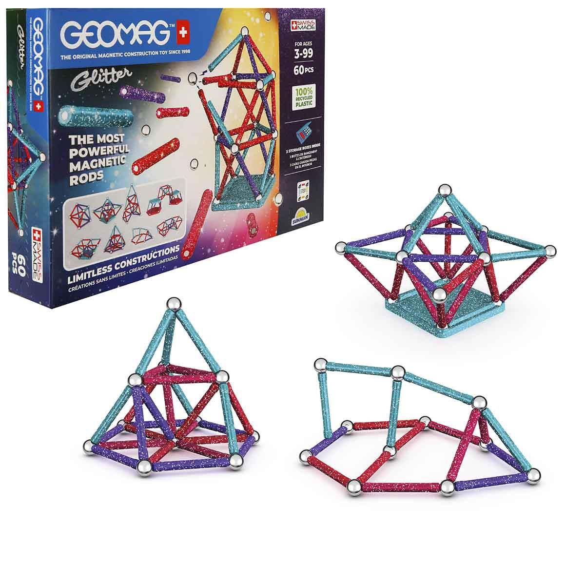 Geomag Glitter Simli Manyetik Zeka Çubukları 60 Parça