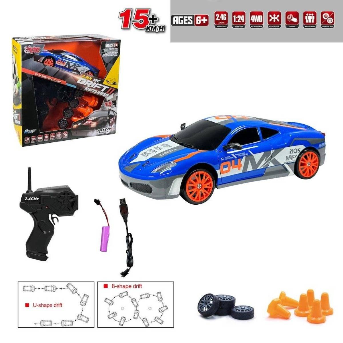 Uzaktan Kumandalı Şarjlı 1:24 Drift Araba 1:24