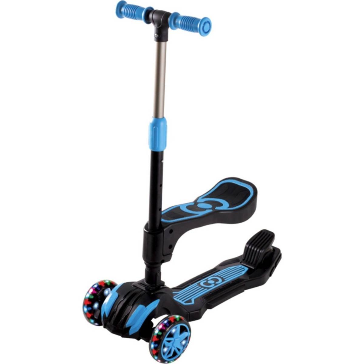 Furkan Coolwhells Scooter Combo Oturaklı 3 Teker Işıklı 3-7 Yaş Scooter (Mavi)