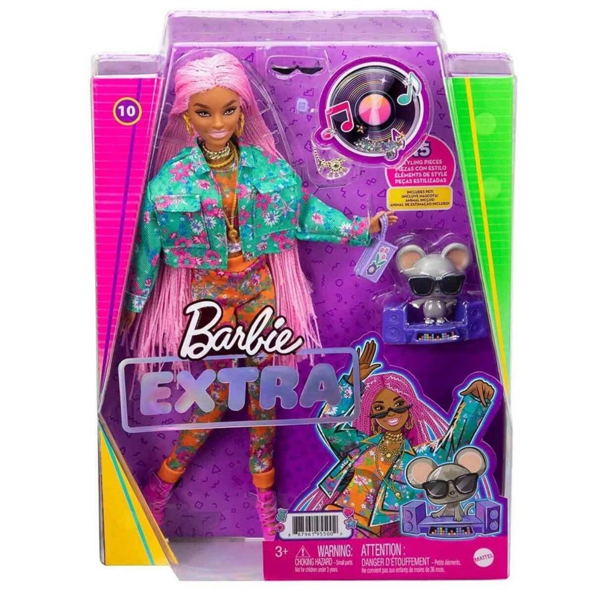 Barbie Extra Pembe Örgü Saçlı Bebek