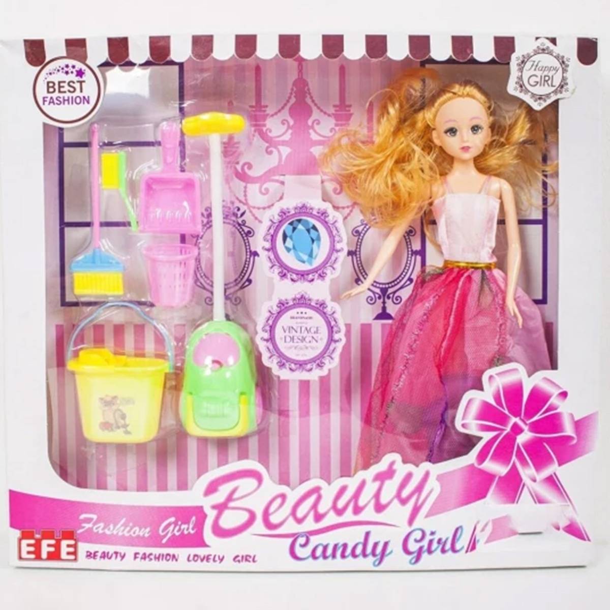 Temizlik Setli Candy Girl Bebek