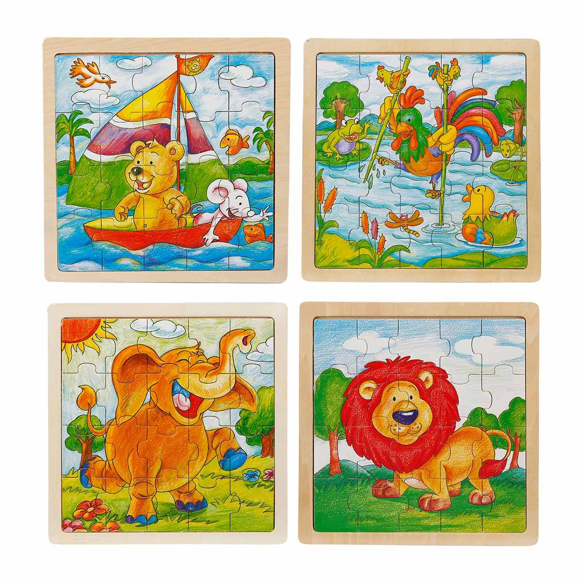 Ahşap Hayvan Resimli Puzzle - 20 Parça